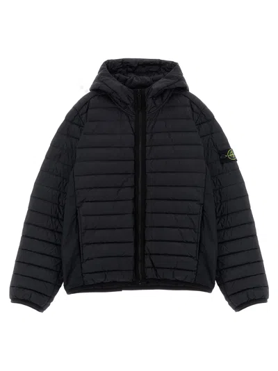 Stone Island Junior Quilted Goose Feather Down Jacket In Black