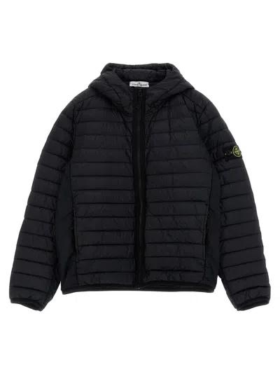 Stone Island Junior Quilted Hooded Down Down Jacket In Black
