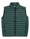 Stone Island Quilted Logo Gilet In Green