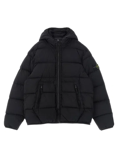 Stone Island Junior Quilted Technical Down Jacket In Black