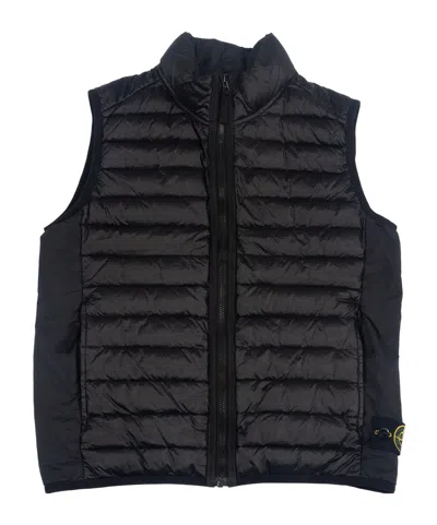 Stone Island Junior Quilted Zipped Gilet In Black