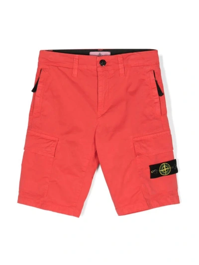 Stone Island Junior Kids' Compass-badge Cargo Shorts In Yellow