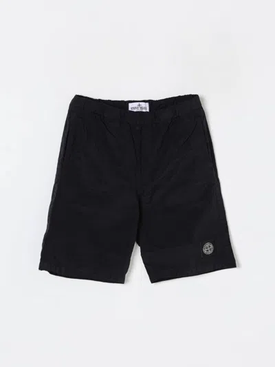 Stone Island Junior Kids' Compass-appliqué Shell Swim Shorts In Black  