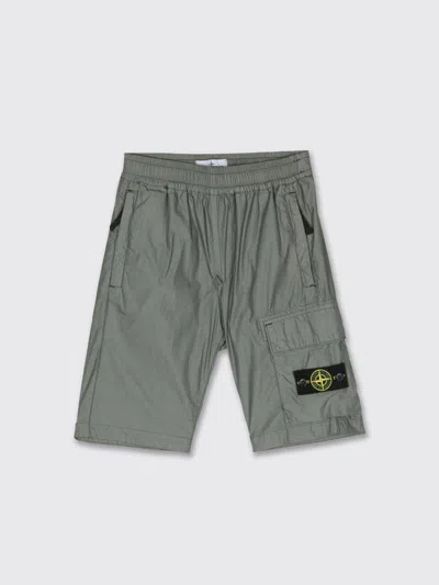 Stone Island Junior Kids' Compass-motif Shorts In Green