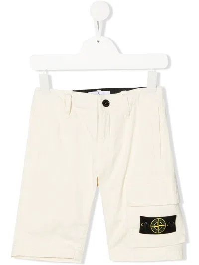 Stone Island Kids' Side Logo-patch Detail Shorts In Yellow
