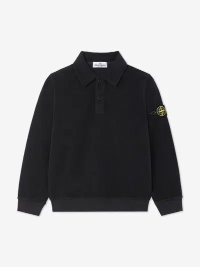 Stone Island Kids'  Boys Cotton Polo Sweatshirt In Black