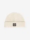 Stone Island Junior  Boys Wool Knitted Logo Beanie In Gold