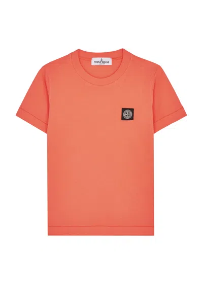 Stone Island Junior Stone Island Kids Logo Cotton T-shirt (6-8 Years) In Orange