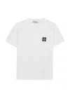 Stone Island Teen Logo-parch Cotton T-shirt In White
