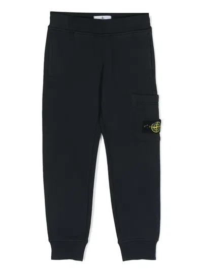 Stone Island Kids' Straight-leg Cotton Trousers In Blue
