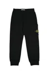 Stone Island Black Trackpants With Logo Patch In Cotton Boy In Black
