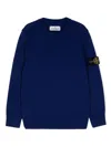 Stone Island Compass-patch Crew-neck Jumper In Bright Blue