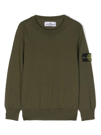 Stone Island Junior Kids' Compass-badge Cotton Jumper In Green