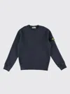 Stone Island Kids' Logo Cotton Sweatshirt In Blau