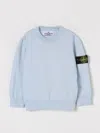 Stone Island Kids Blue Crewneck Sweater In Gnawed Blue