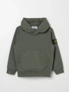Stone Island Junior Kids' Compass-badge Cotton Hoodie In Green