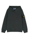 Stone Island Compass-badge Cotton Hoodie In Blue Grey