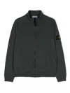 Stone Island Compass-badge Zipped Sweatshirt In Blue Grey