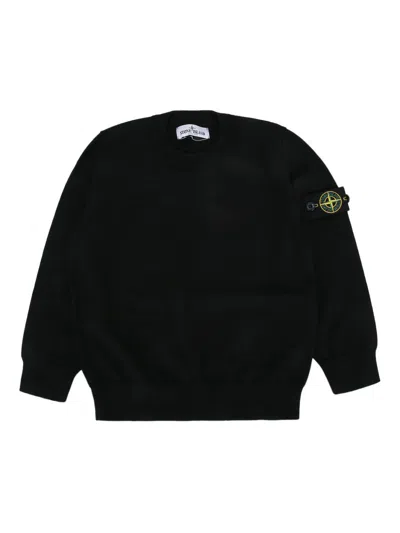 Stone Island Kids'  Junior Sweatshirt With Compass Motif In Black