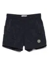 Stone Island Junior Kids' Compass-motif Swim Shorts In Blue
