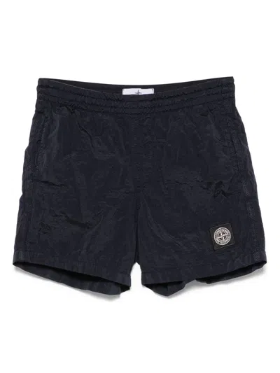 Stone Island Junior Kids' Compass-motif Swim Shorts In Blue