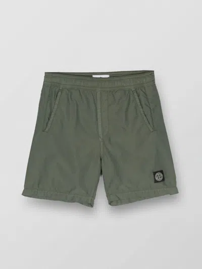 Stone Island Kids' Compass-motif Swim Shorts In Green