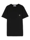 Stone Island Compass-patch Cotton T-shirt In Black