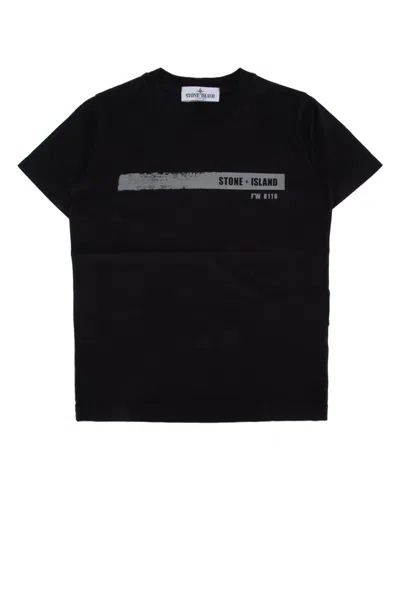 Stone Island Junior Kids' Logo-print Cotton T-shirt In Black
