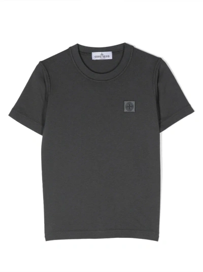 Stone Island Kids' Logo-patch Cotton T-shirt In Blue