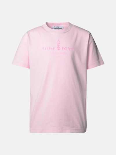 Stone Island Junior T-shirt Logo Scritta In Pink