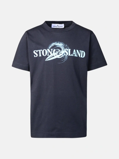 Stone Island Junior T-shirt Logo Surf In Navy