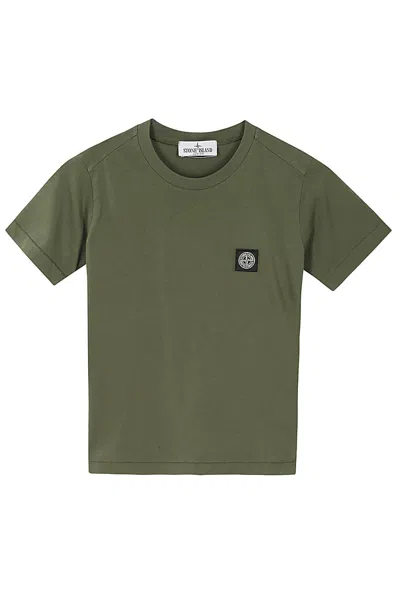 Stone Island Junior Kids' Compass-motif Cotton T-shirt In Olive