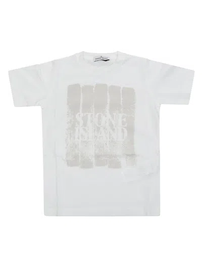 Stone Island Junior T Shirt Stampa In White