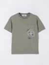 Stone Island Grey T-shirt With Logo Print On The Front And Logo Lettering On The Rear In Cotton Boy In Mud
