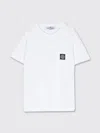 Stone Island Teen Logo-parch Cotton T-shirt In White