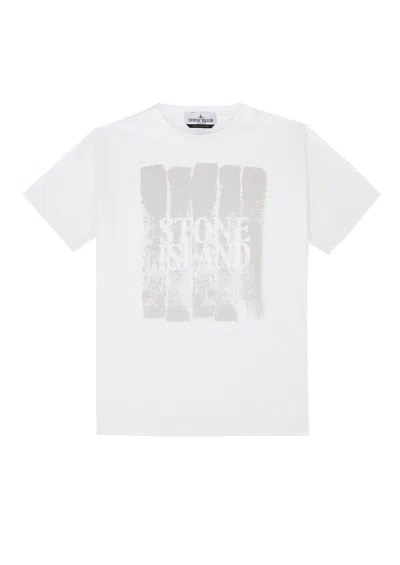 Stone Island Kids' T Shirt In Bianco