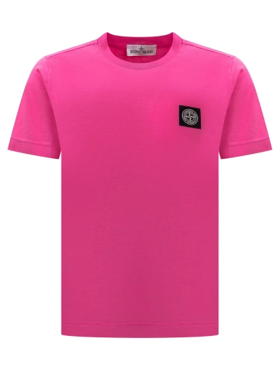 Stone Island Junior Kids' T-shirt With Logo In Fucsia