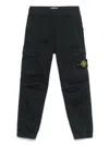 Stone Island Blue Pants With Elastic Waist And Logo Patch On The Pocket In Cotton Stretch Boy In Navy Blue