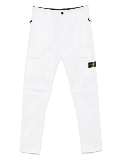 Stone Island Kids' Tapered Trousers In White