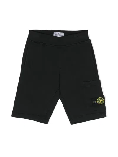 Stone Island Junior Track Shorts In Black