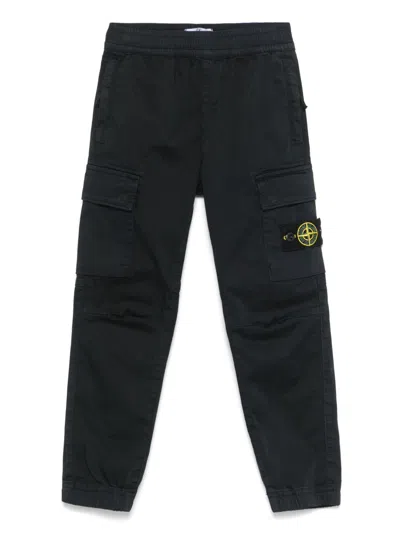 Stone Island Junior Kids' Compass-badge Tapered Trousers In Blue