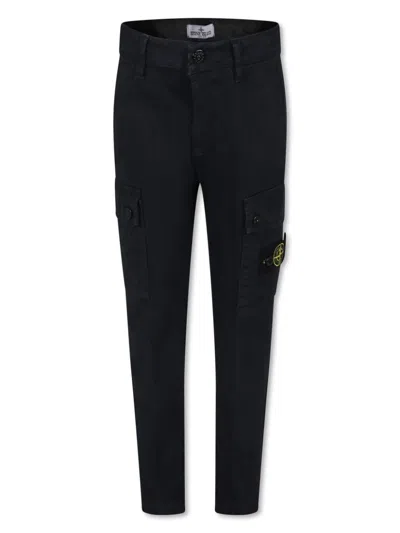 Stone Island Kids' Compass-badge Cargo Trousers In Blue