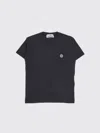 Stone Island Kids'  Junior Crew Neck Half Sleeve T-shirt With Logo In Black