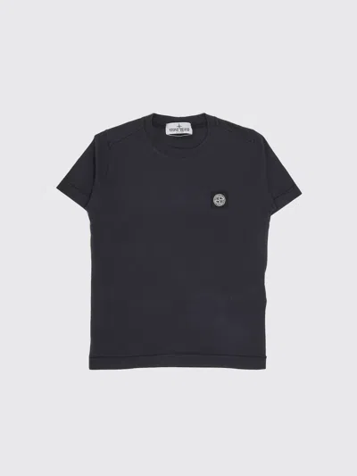 Stone Island Kids'  Junior Crew Neck Half Sleeve T-shirt With Logo In Black