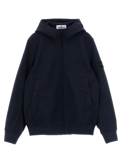 Stone Island Junior Two-layer Technical Canvas Jacket In Blue