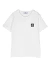 Stone Island Teen Logo-parch Cotton T-shirt In White
