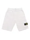 Stone Island White Fleece Bermuda Shorts In White