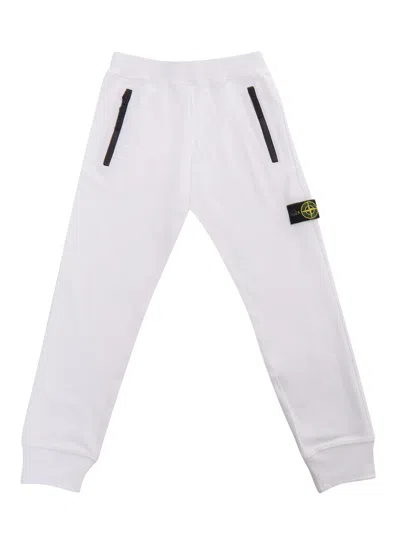Stone Island Kids' White Fleece Jogging Pants