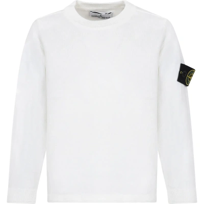 Stone Island Junior Kids' White Sweater For Baby Boy With Compass