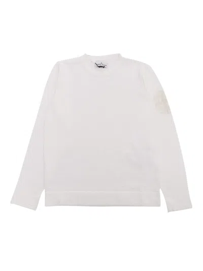 Stone Island Kids' White Sweater With Logo